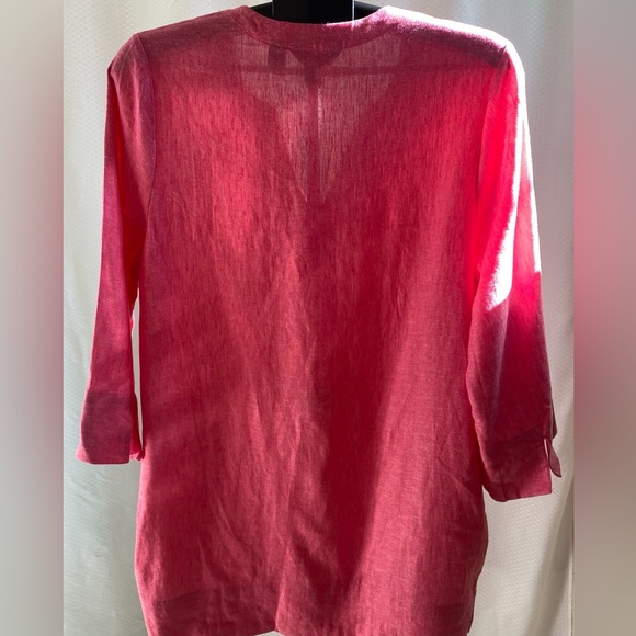 Lands' End Vibrant Pink Linen Blend Blouse - Picture 3 of 8